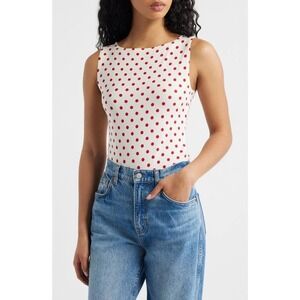 NWT Reformation Dusk Stretch Knit Top Modern Polka Dot Size M French Girl Pinup